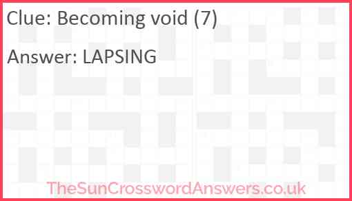 Becoming void (7) Answer