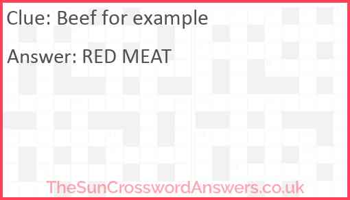 Beef for example Answer
