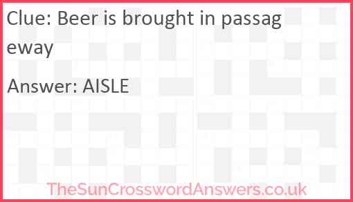 Beer is brought in passageway Answer