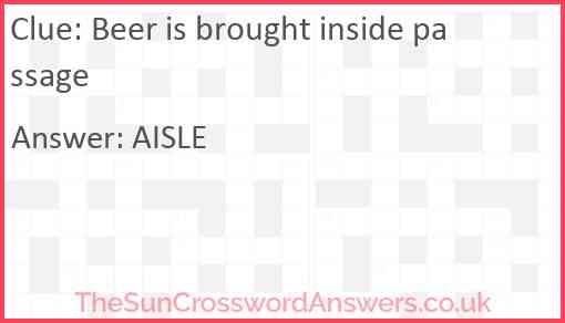 Beer is brought inside passage Answer