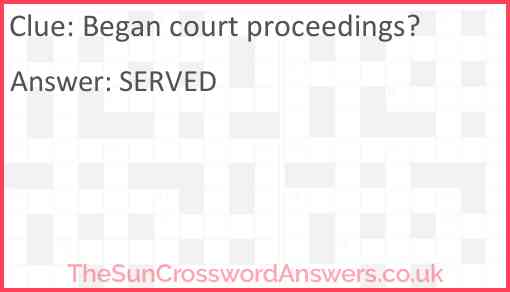 Began court proceedings? Answer