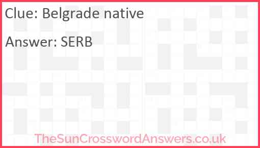 Belgrade native Answer
