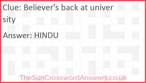 Believer's back at university Answer