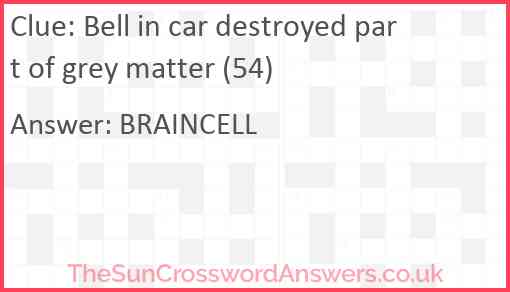 Bell in car destroyed part of grey matter (54) Answer