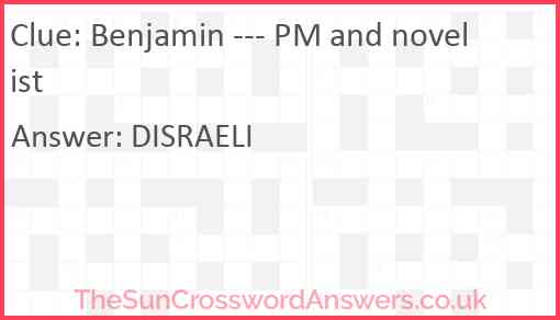 Benjamin --- PM and novelist Answer