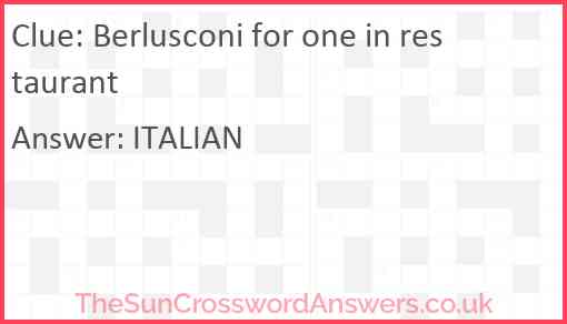 Berlusconi for one in restaurant Answer