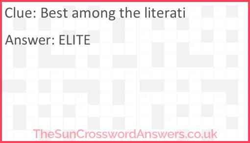 Best among the literati Answer