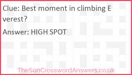 Best moment in climbing Everest? Answer