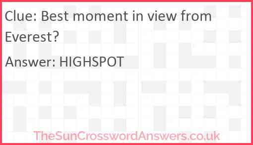 Best moment in view from Everest? Answer