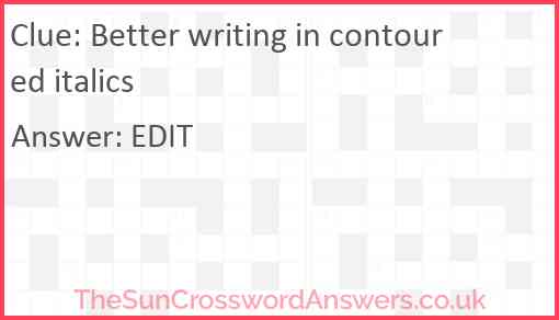 Better writing in contoured italics Answer