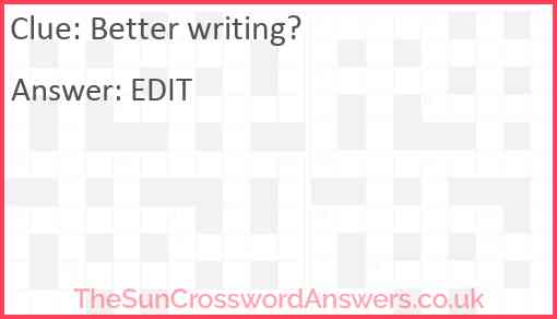 Better writing? Answer