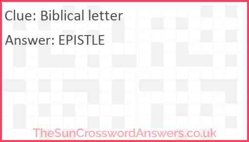 Biblical letter Answer