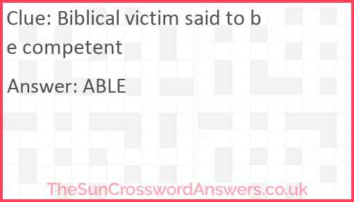 Biblical victim said to be competent Answer