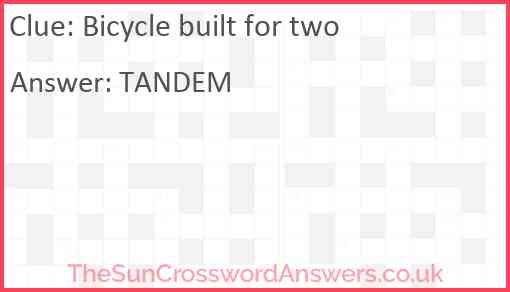 Bicycle built for two Answer