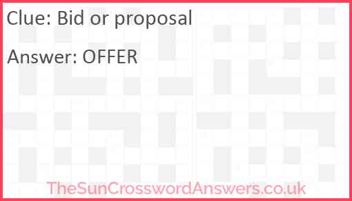 Bid or proposal Answer