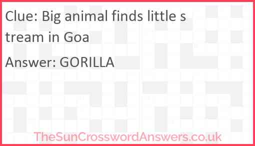 Big animal finds little stream in Goa Answer