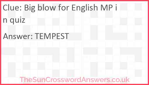Big blow for English MP in quiz Answer