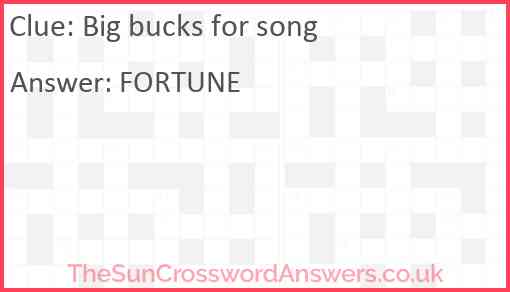 Big bucks for song Answer
