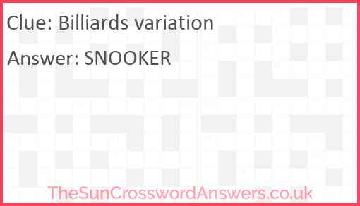 Billiards variation crossword clue TheSunCrosswordAnswers co uk