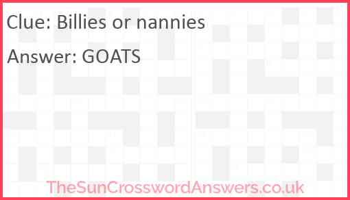 Billies or nannies Answer