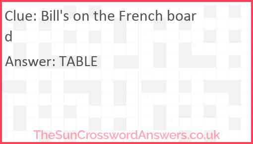 Bill's on the French board Answer