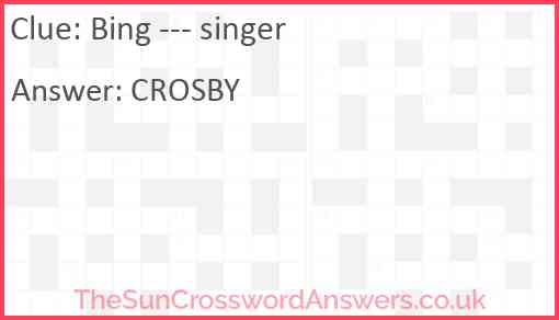 Bing --- singer Answer