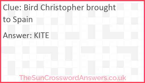 Bird Christopher brought to Spain Answer