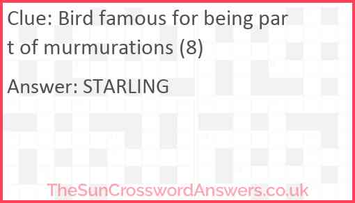 Bird famous for being part of murmurations (8) Answer