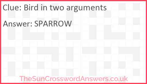 Bird in two arguments Answer