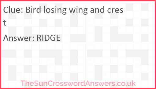 Bird losing wing and crest Answer