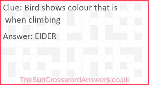 Bird shows colour that is when climbing Answer