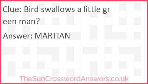 Bird swallows a little green man? Answer