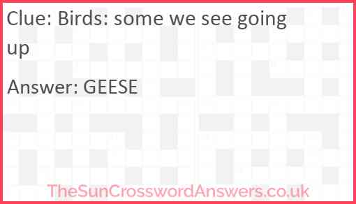 Birds: some we see going up Answer