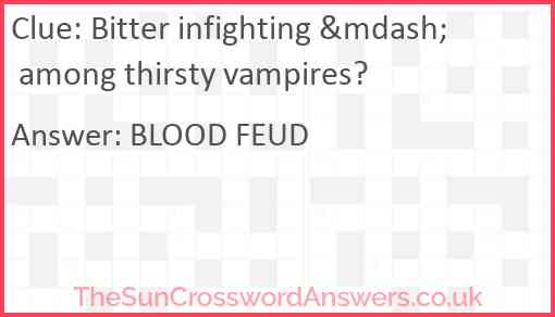 Bitter infighting &mdash; among thirsty vampires? Answer