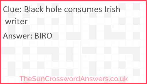 Black hole consumes Irish writer Answer