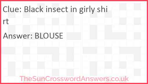 Black insect in girly shirt Answer