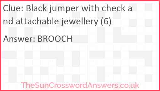 Black jumper with check and attachable jewellery (6) Answer