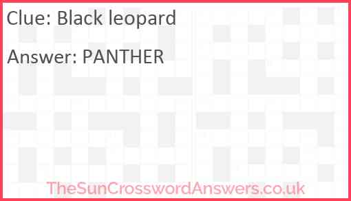 Black leopard Answer