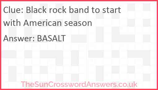 Black rock band to start with American season Answer