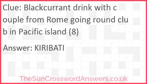 Blackcurrant drink with couple from Rome going round club in Pacific island (8) Answer