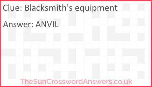 Blacksmith's equipment Answer