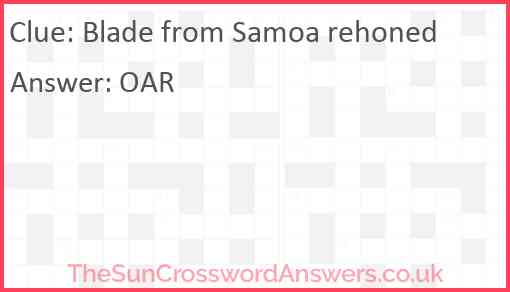 Blade from Samoa rehoned Answer