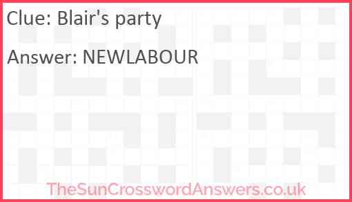 Blair's party Answer