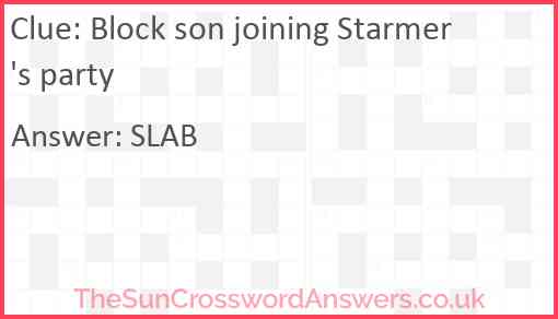 Block son joining Starmer's party Answer