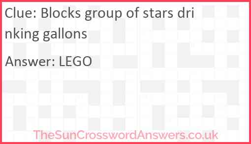 Blocks group of stars drinking gallons Answer