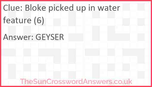 Bloke picked up in water feature (6) Answer