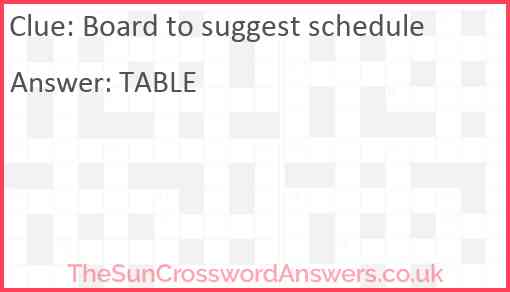 Board to suggest schedule Answer