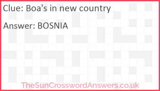Boa's in new country Answer