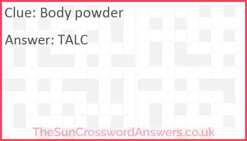 Body powder Answer