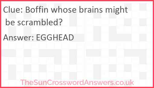 Boffin whose brains might be scrambled? Answer